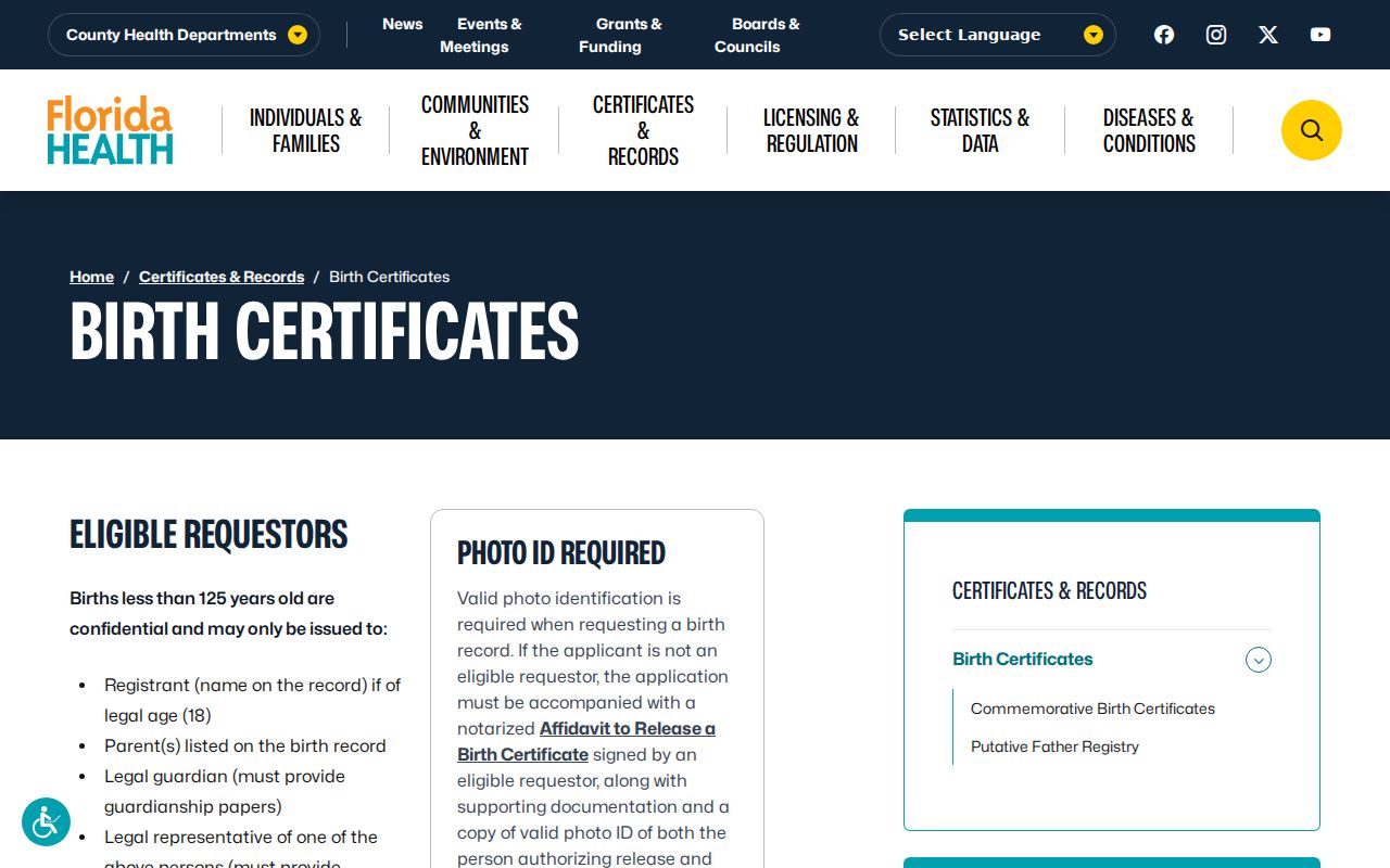 Haines City residents directory Florida birth certificate access