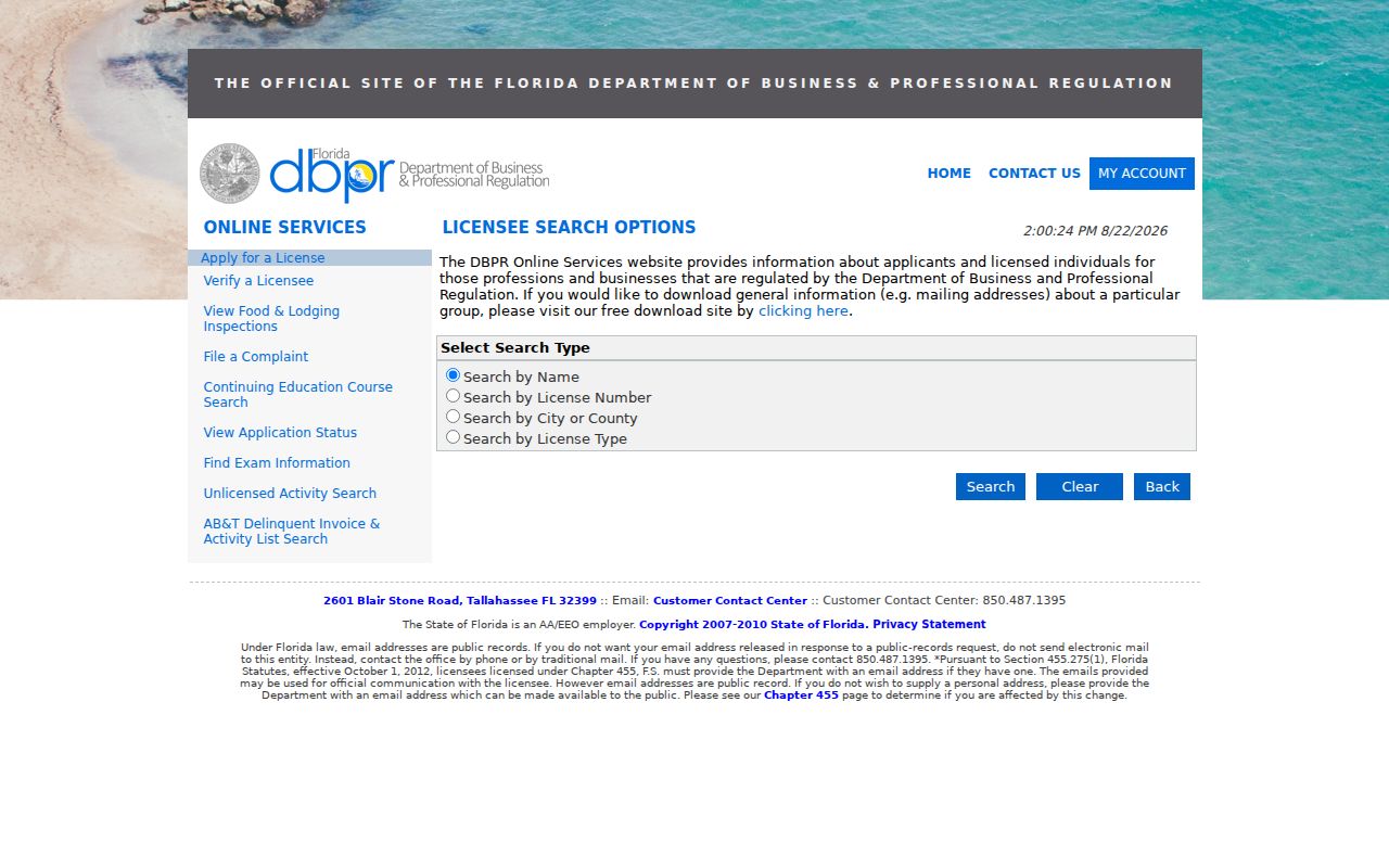 Haines City residents directory Florida professional license search