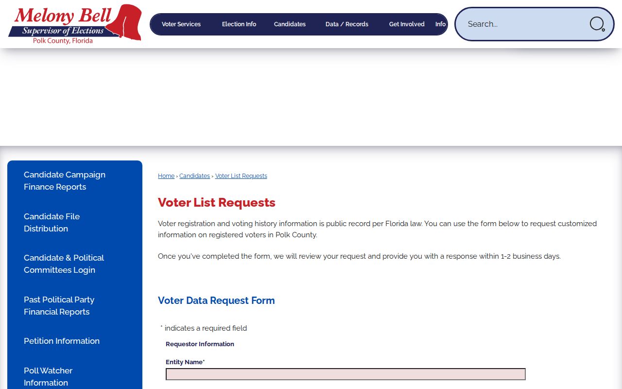 Haines City neighbors voter data request filters