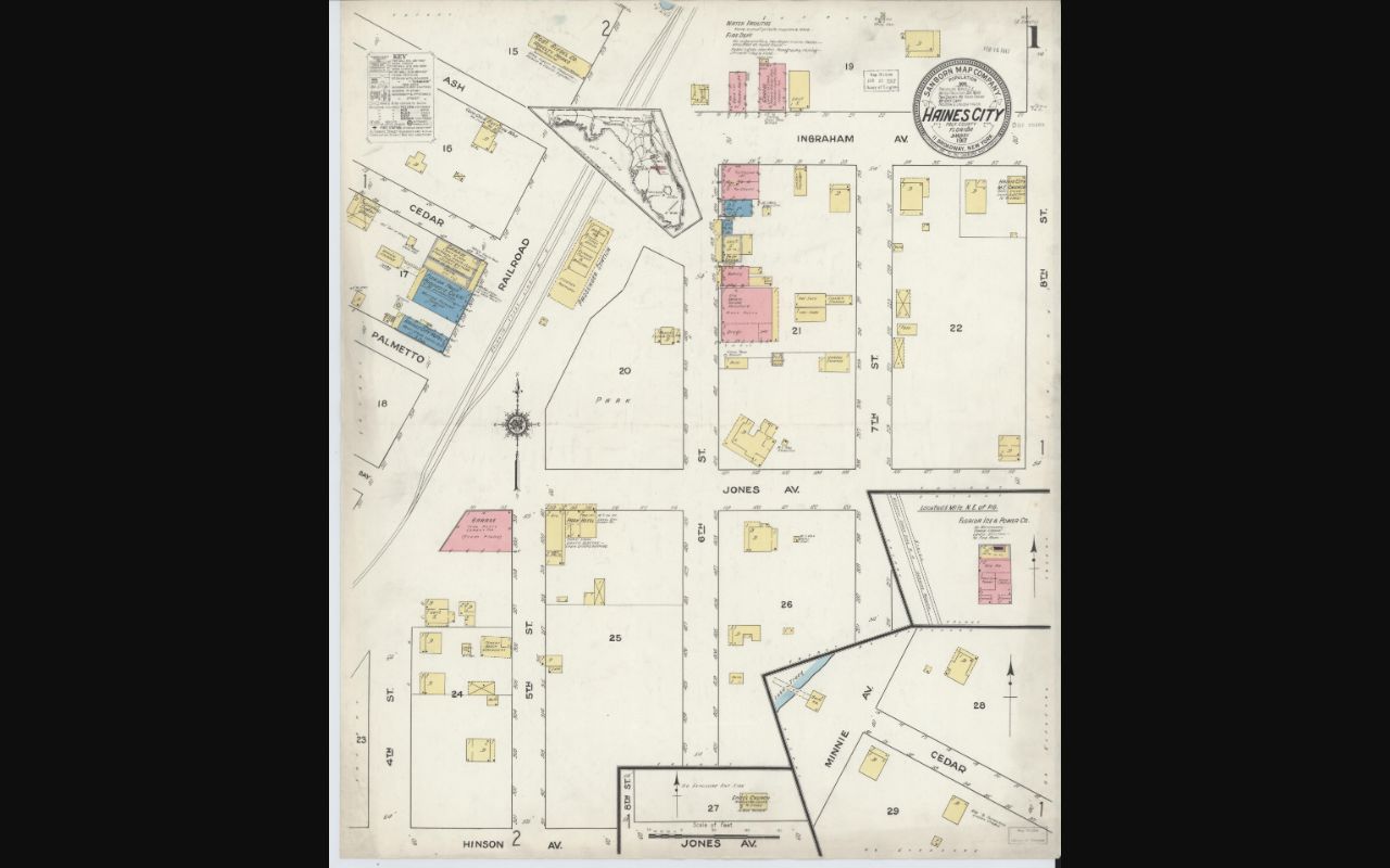 1917 Sanborn fire insurance map image for Haines City house and street research