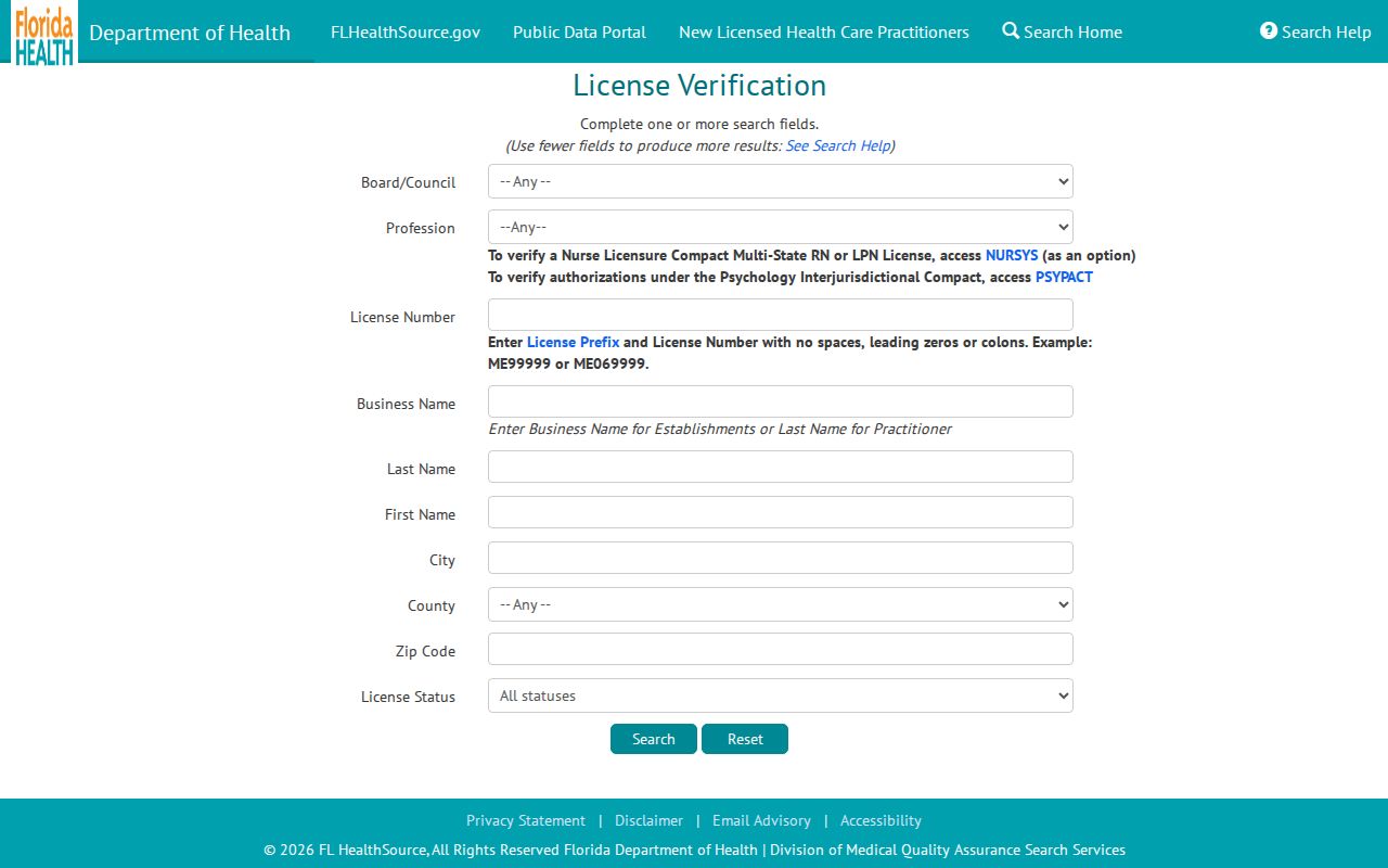 Haines City resident lookup with Florida health practitioner records