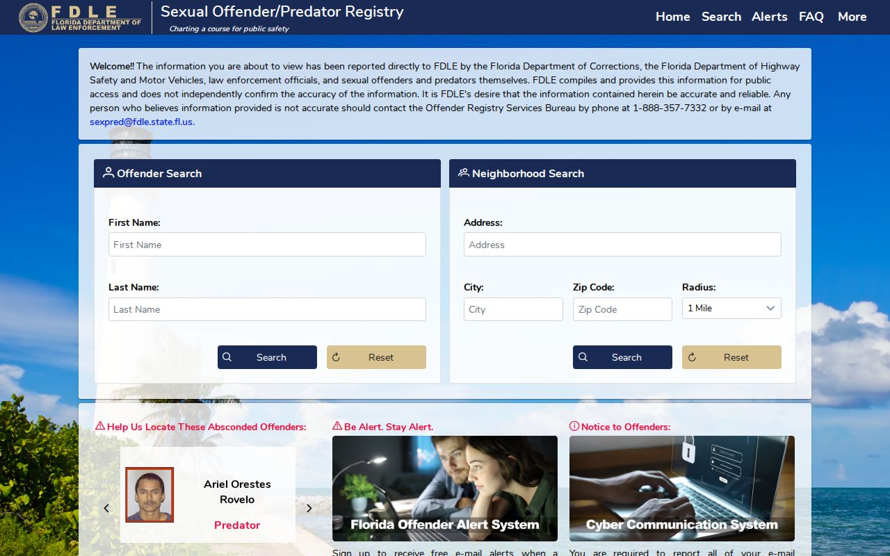 Haines City resident lookup through the Florida offender registry