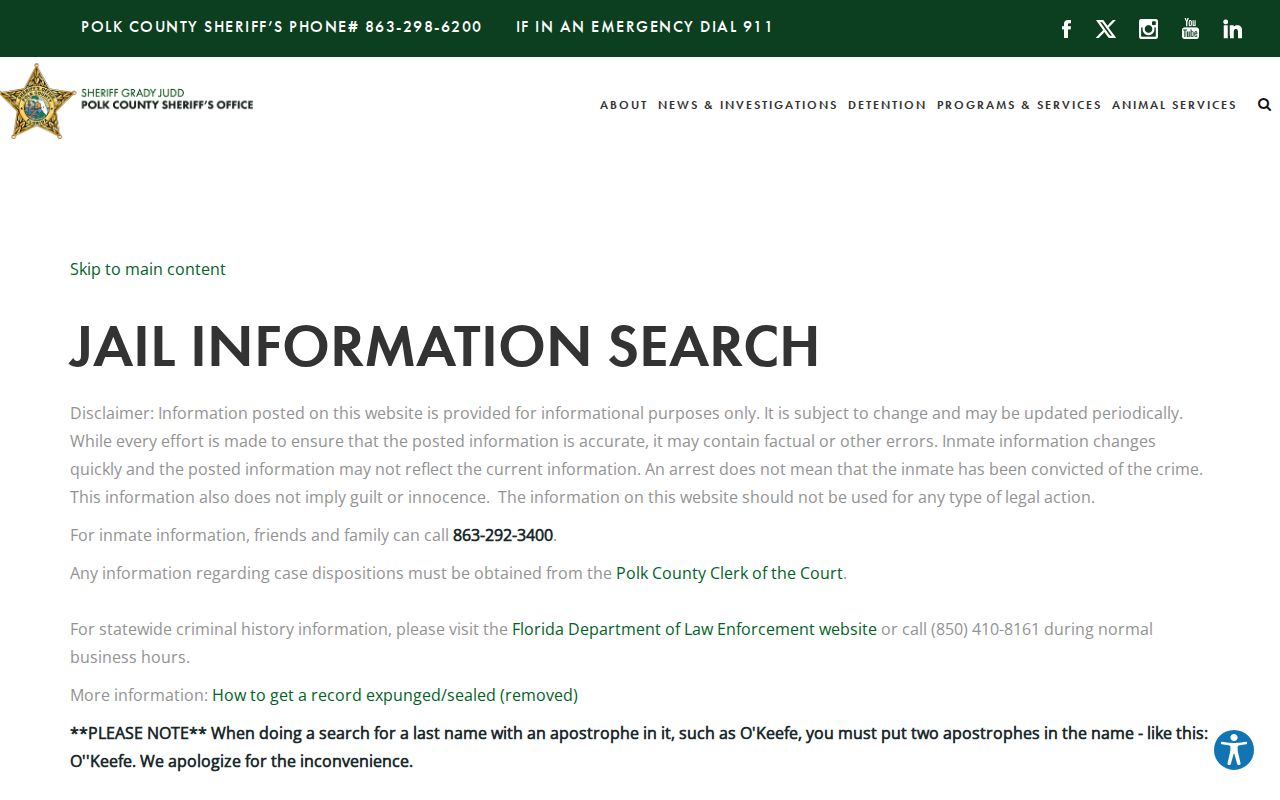 Haines City resident lookup with the Polk jail inquiry